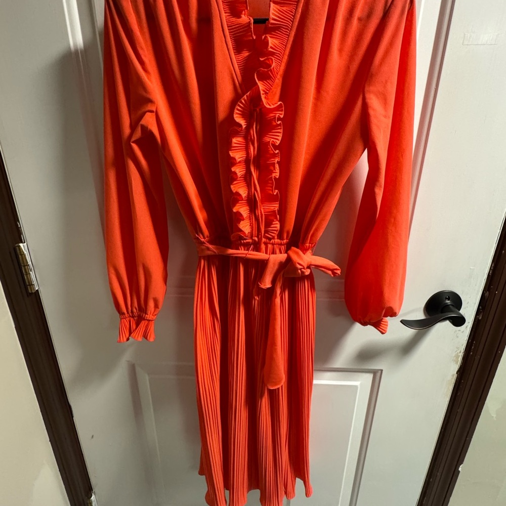 Vibrant Salmon Ruffle Dress